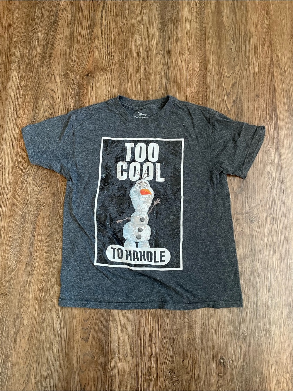Disney Frozen Olaf Too Cool To Handle Gray Graphic Tee Boys Size L 10/12